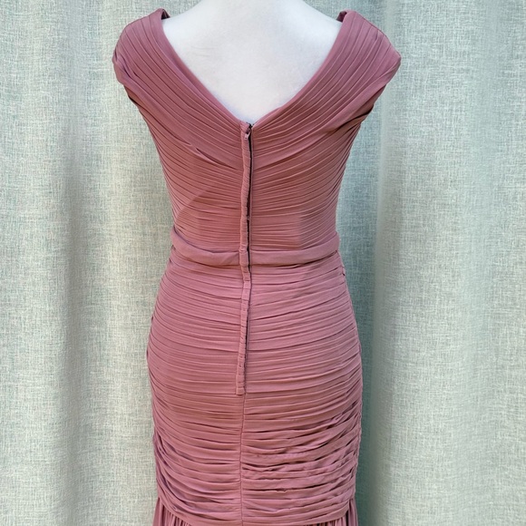 La femme dusty rose pink elegant ruched body maxi dress gown - Picture 7 of 10
